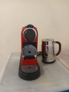 Nespresso Red Single-Serve Espresso Machine with Stainless Milk Frother